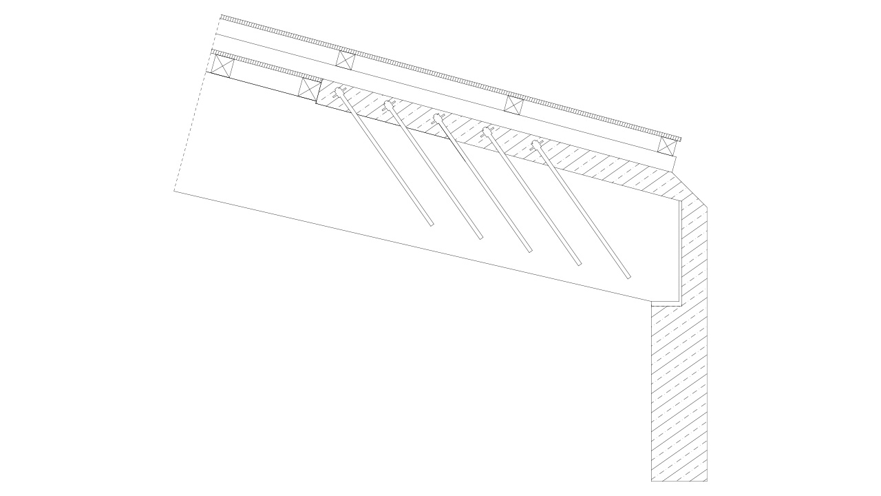 Detail der Holz-Beton-Vebundkonstruktion