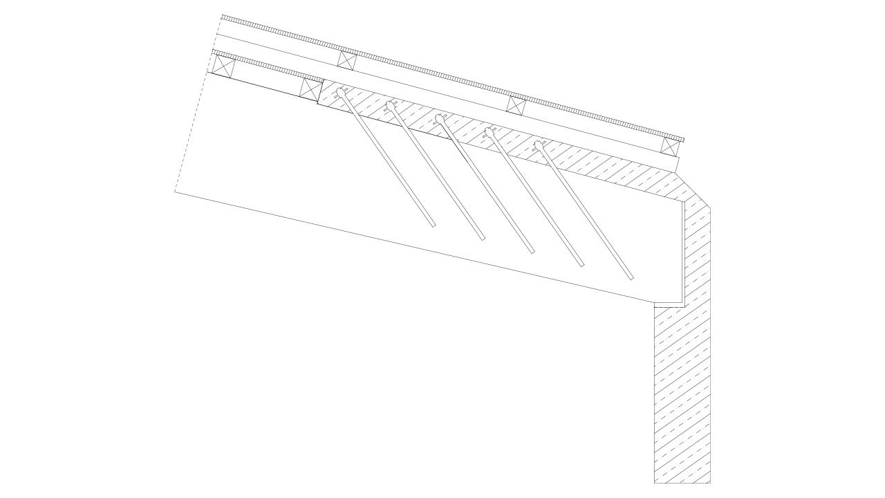 Detail der Holz-Beton-Verbundkonstruktion